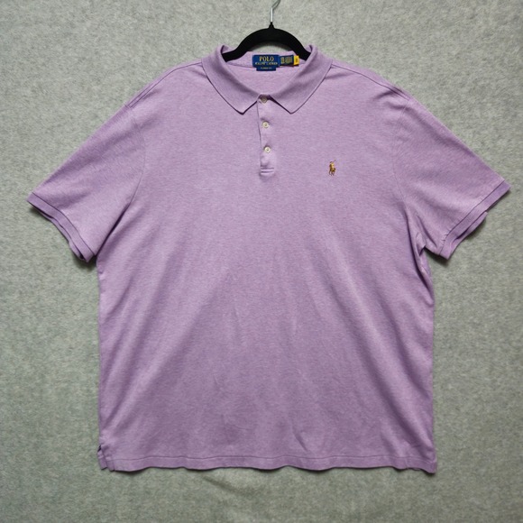 POLO RALPH LAUREN Mens XXL Purple Cotton Multi Color Embroidered Polo Pony Shirt - Picture 1 of 8